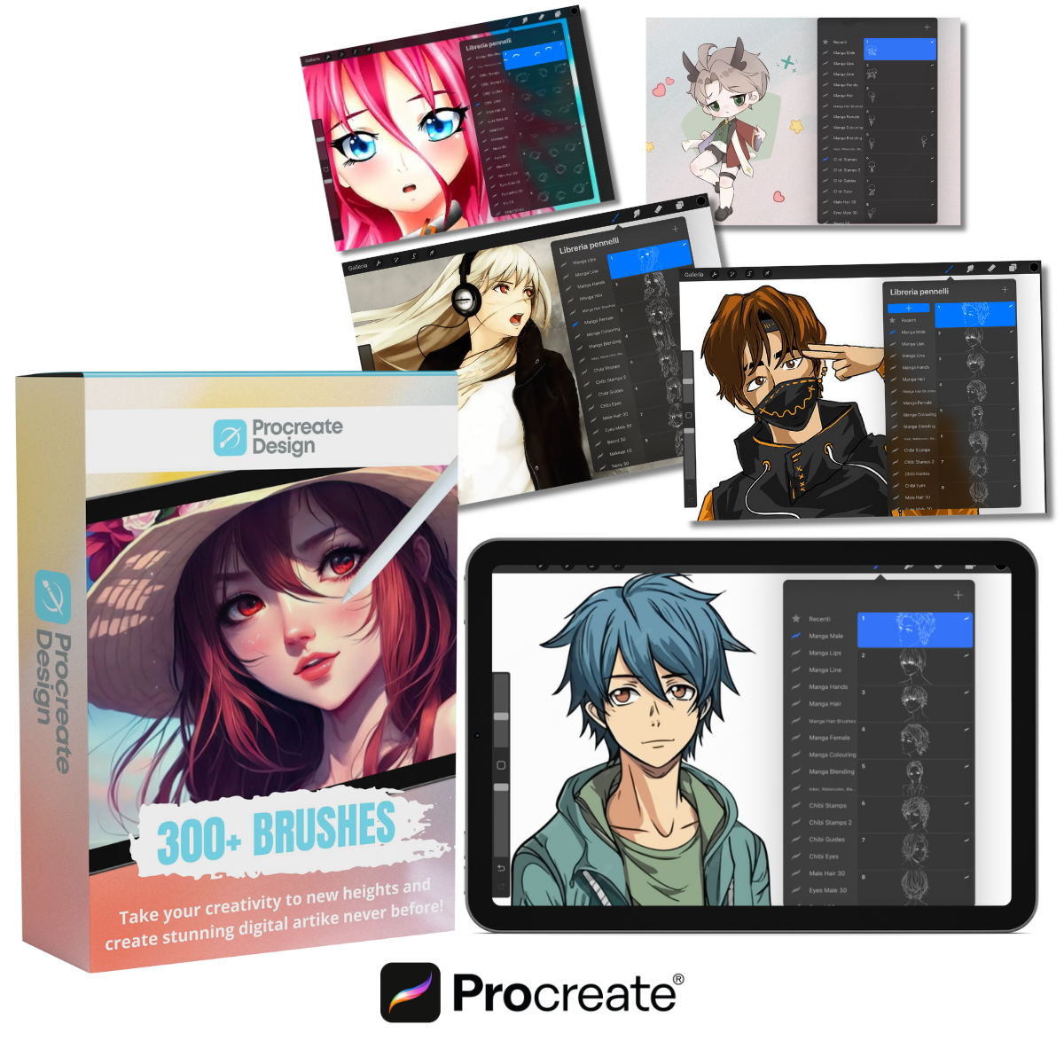 300 Manga Portrait BrushSet Bundle